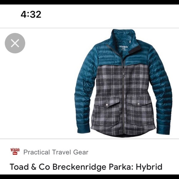Toad&Co Breckinridge women’s jacket wool Hybrid puffy turquoise gray plaid NWT M - Picture 15 of 16